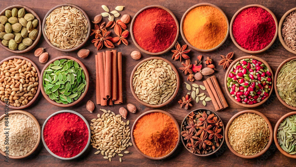 Various food spices and herbs, food ingredients, herbal medicine ingredients, which have delicious taste and health benefits.concept Health & Fitness.High quality photos. Various food spices and herbs, food ingredients, herbal medicine ingredients, which have delicious taste and health benefits.concept Health & Fitness.High quality photos.