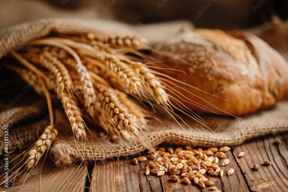 Wheat ears. The concept of a good harvest and baking bread