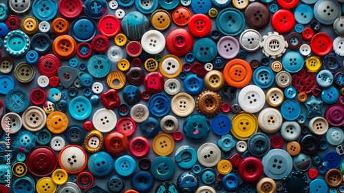 Vibrant backdrop crafted from an array of assorted buttons for a dynamic design element