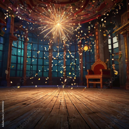 Festive hall decorated for Christmas and New Year, ai generative © Lara