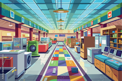 home appliance store. refrigerators, vacuum cleaners, televisions and other household items that enhance the comfort of existence