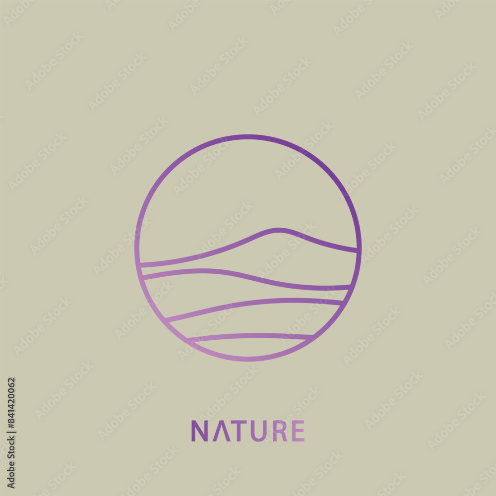 Mountain and natural landscape logo design,Nature line style logo,simple, minimalist,gradient. Circle nature logo. Mountain and natural landscape logo design,Nature line style logo,simple, minimalist,gradient. Circle nature logo.