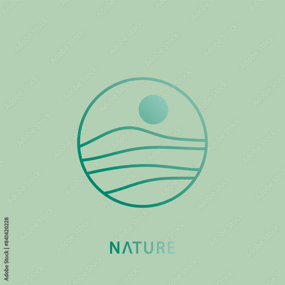 Mountain and natural landscape logo design,Nature line style logo,simple, minimalist,gradient. Circle nature logo. Mountain and natural landscape logo design,Nature line style logo,simple, minimalist,gradient. Circle nature logo.