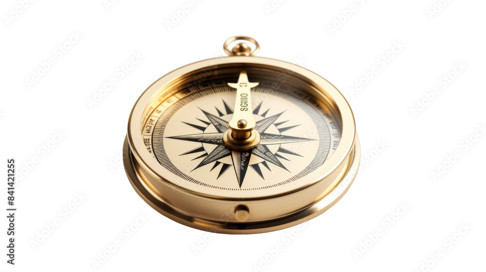 Brass Compass With Black Needle Pointing North Brass Compass With Black Needle Pointing North