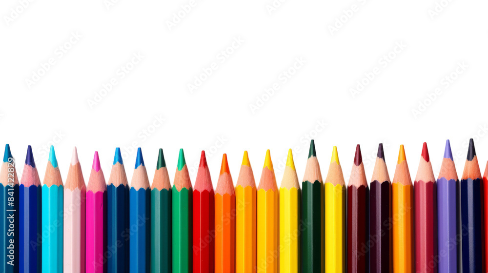 Row of Colorful Pencils Isolated on White Background Row of Colorful Pencils Isolated on White Background