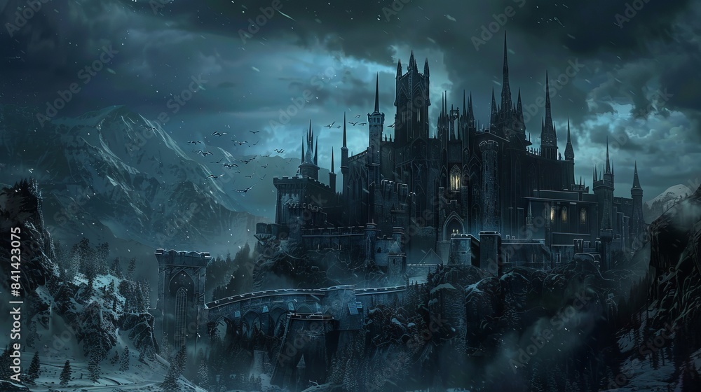 Game concept dark castle scene