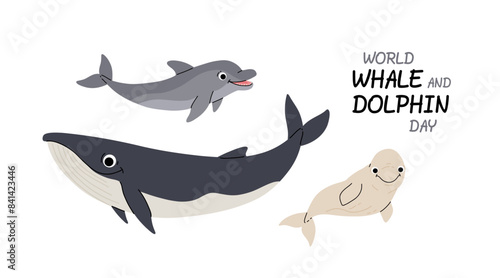 world whale and dolphins day design template for celebration. international awareness day of whale and dolphins vector template. whale vector design.