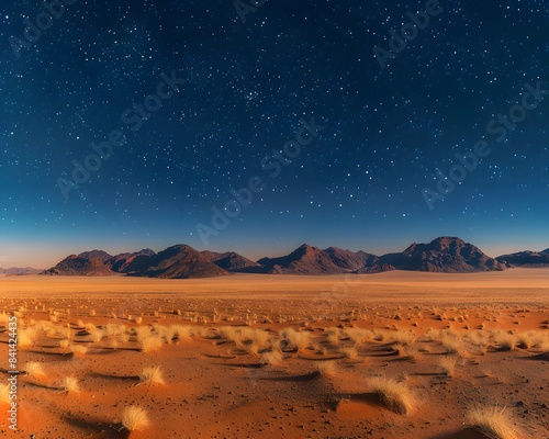 A vast desert landscape under the starry night sky