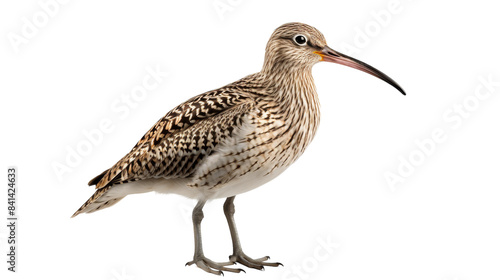 Eurasian Curlew Standing On White Background