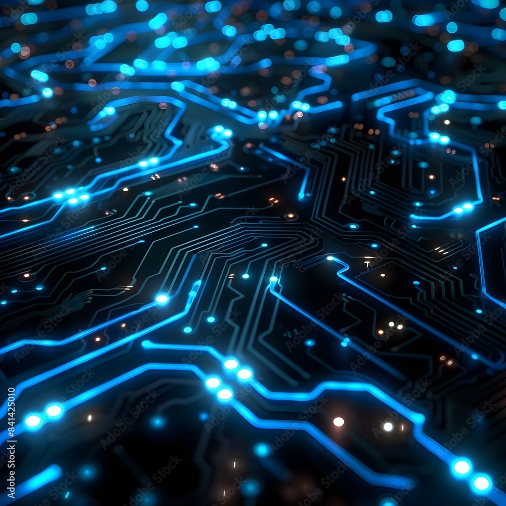 Neon Blue Futuristic Circuit Board Background for Tech Product Display Neon Blue Futuristic Circuit Board Background for Tech Product Display
