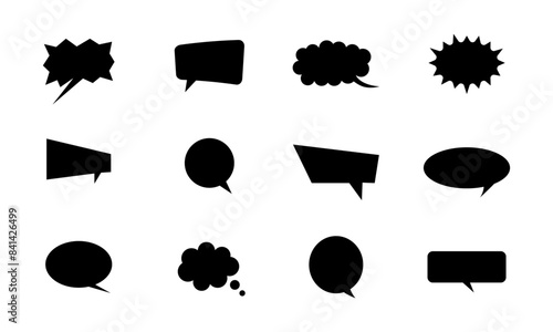 Callout bubble or callout speech balloon set in black color. Vector speech clouds chat bubble icon. Vector illustration