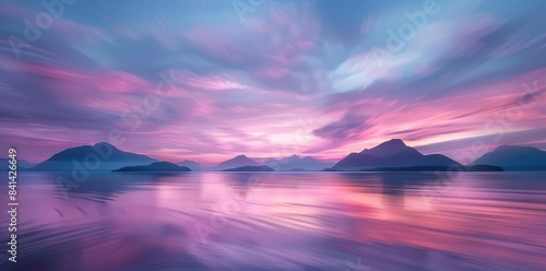 Purple sunset in a very natural atmospheric seascape.