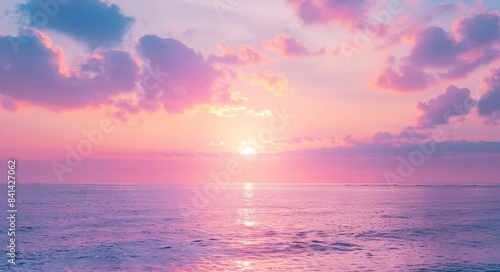 Stunning background image featuring marine nature at sunset on a summer day tinged with purple.