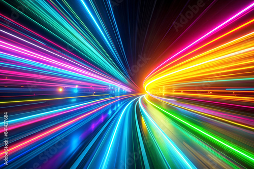 Vibrant abstract speed neon lines background.