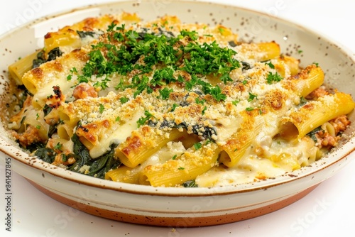 Baked Ziti with Spinach, Veal, and Creamy Parmigiano-Reggiano
