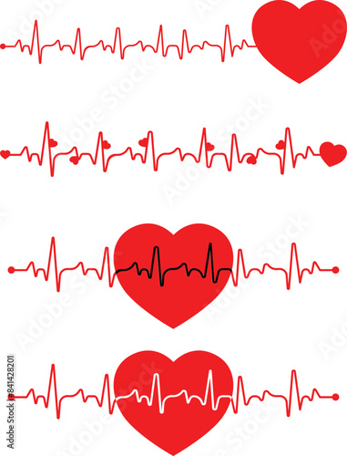 valentine day card with heart and heartbeat vector design