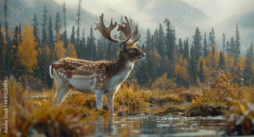 Wildlife in Alaska. deer. Generative AI.