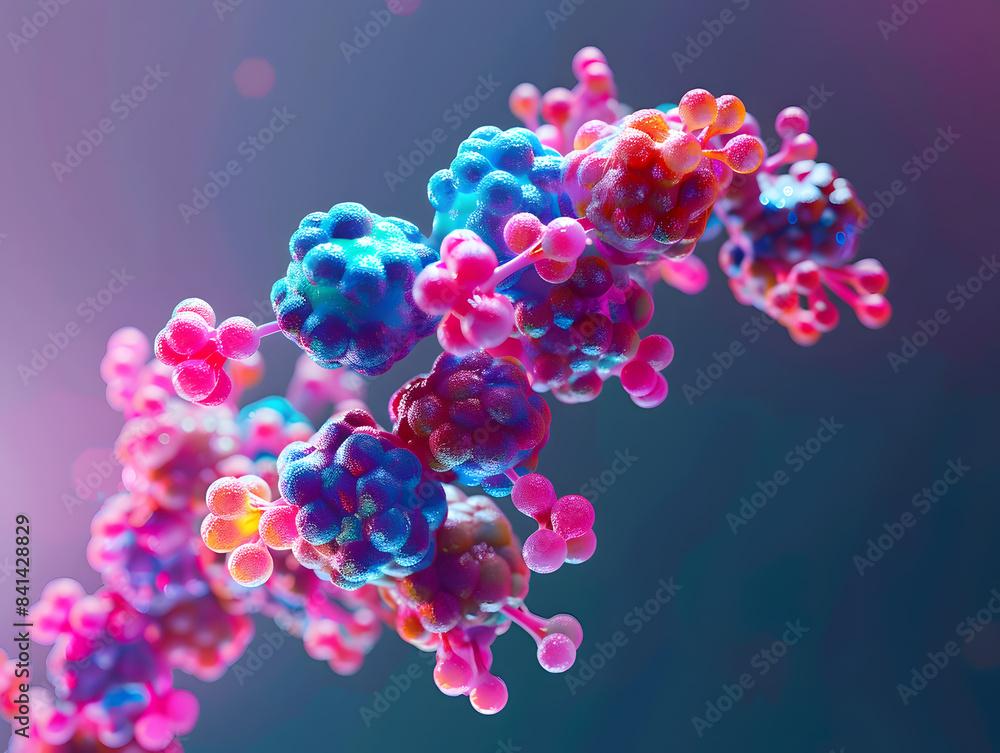 insulin molecule, with vibrant colors and intricate structures insulin molecule, with vibrant colors and intricate structures