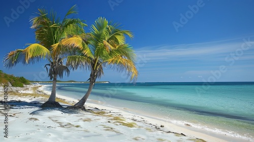 Palm trees on the beach in Cayo Largo  Cuba