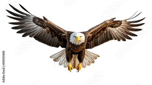 Bald Eagle in Flight Against a White Background