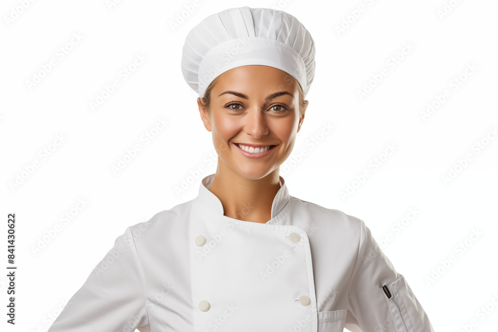 Smiling white pastry chef on white background. Smiling white baker. Bakery professions. Bakery job offer. American pastry maker. Africa. Image for graphic designer. Image for flyers. French baker. Smiling white pastry chef on white background. Smiling white baker. Bakery professions. Bakery job offer. American pastry maker. Africa. Image for graphic designer. Image for flyers. French baker.