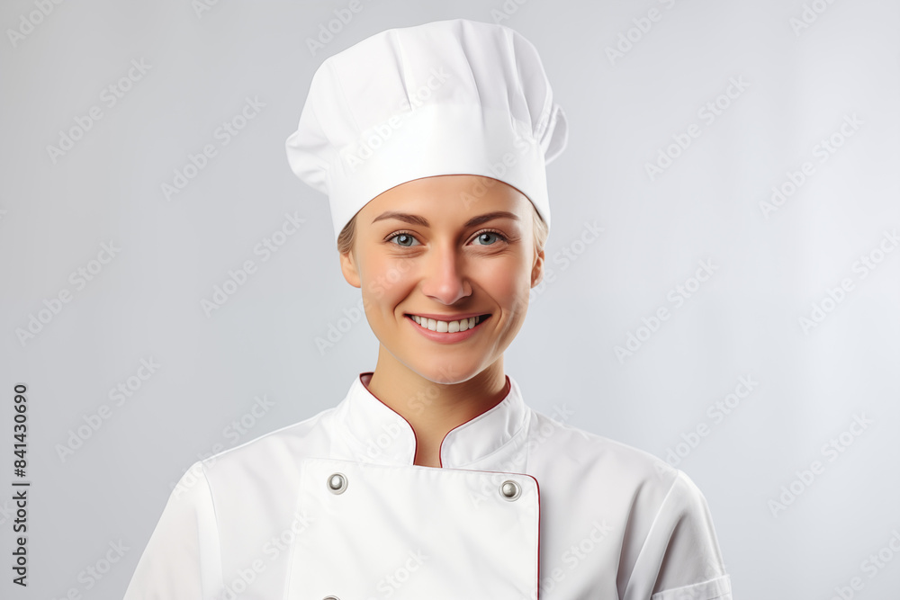 Smiling white pastry chef on white background. Smiling white baker. Bakery professions. Bakery job offer. American pastry maker. Africa. Image for graphic designer. Image for flyers. French baker. Smiling white pastry chef on white background. Smiling white baker. Bakery professions. Bakery job offer. American pastry maker. Africa. Image for graphic designer. Image for flyers. French baker.