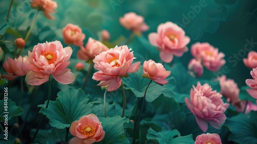 Floral Pink Blooms Against Verdant Background