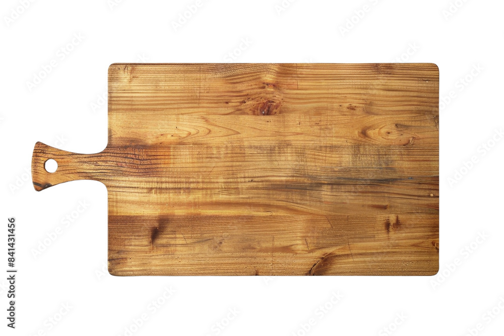 Top view of a wooden cutting board with a handle, isolated on a transparent background. kitchen accessory image. Top view of a wooden cutting board with a handle, isolated on a transparent background. kitchen accessory image.