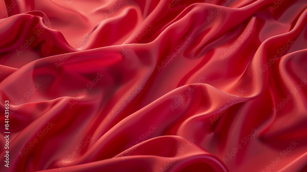 AI-generated background of red scarlet satin fabric with drapery. AI-generated background of red scarlet satin fabric with drapery.