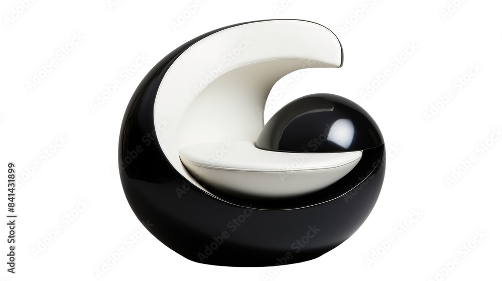 Modern Black and White Egg Shaped Chair Isolated on White Background Modern Black and White Egg Shaped Chair Isolated on White Background