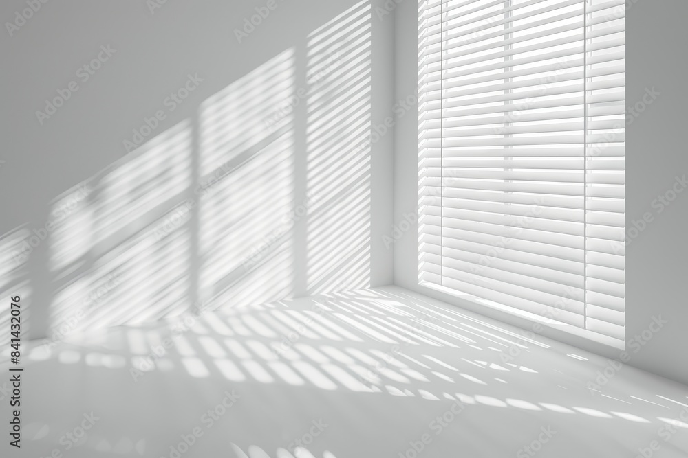 Obraz premium It is a light empty wall in a room with a perspective. This is a minimalist interior background that has been derived from AI.