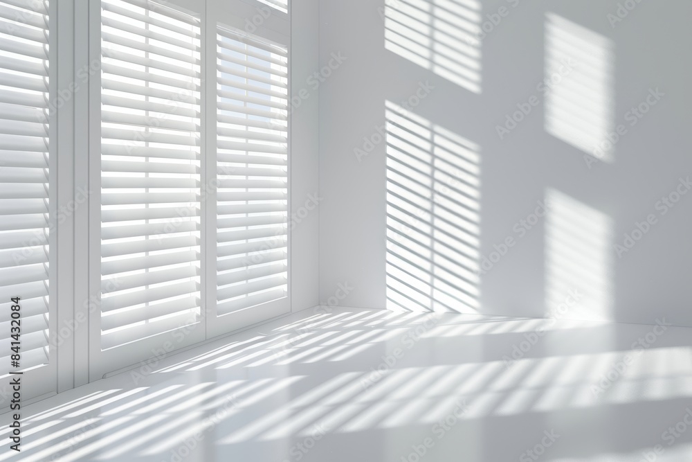 Artificially generated background with a light white empty wall in a room with a perspective. Minimalistic interior background for presentations. Artificially generated background with a light white empty wall in a room with a perspective. Minimalistic interior background for presentations.
