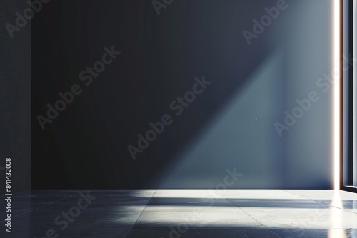 AI generated gray-blue background with columns and lateral lighting. Ideal for product presentations.