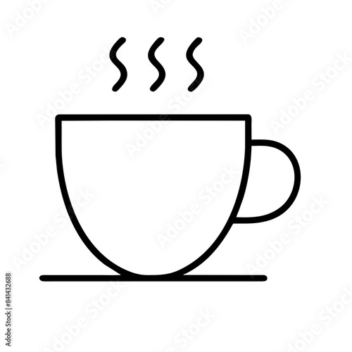 A minimalist representation of a coffee cup, depicted in a sleek outline style, perfect for use in user interfaces, mobile applications, and digital design projects related to cafes, beverages