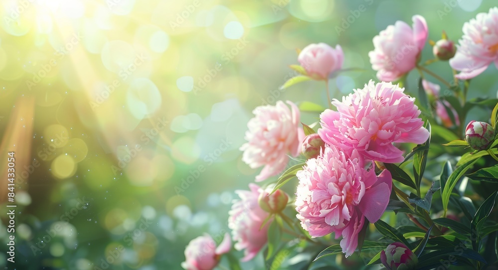 Beautiful bokeh behind vibrant magenta peonies in an outdoor garden. Beautiful bokeh behind vibrant magenta peonies in an outdoor garden.