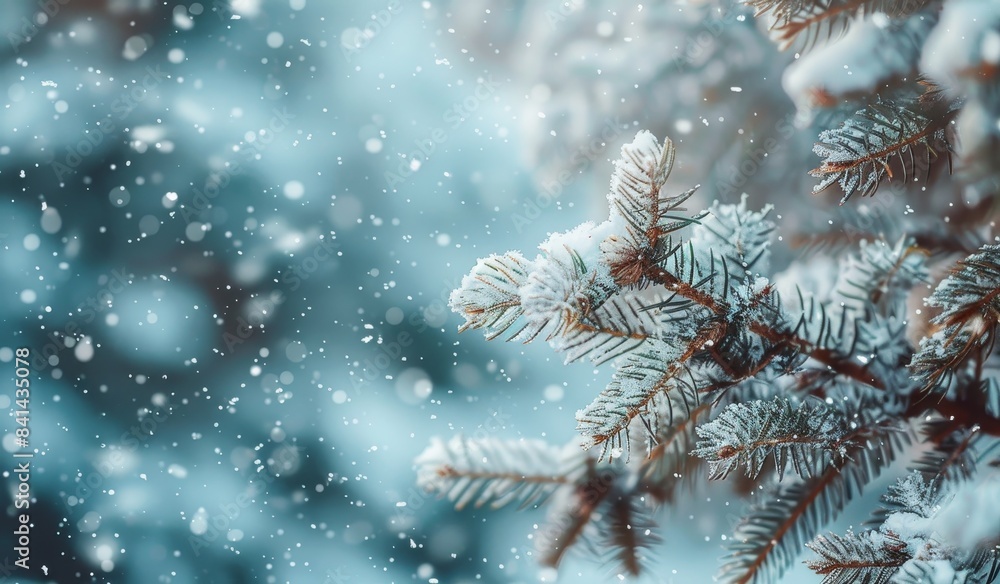 This is a beautiful winter background featuring snow-covered branches and snowdrifts against a blurred Christmas forest background. This is a beautiful winter background featuring snow-covered branches and snowdrifts against a blurred Christmas forest background.