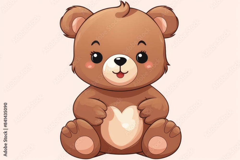 Charming baby bear cartoon clipart with a heart backdrop, perfect for nursery decor. Charming baby bear cartoon clipart with a heart backdrop, perfect for nursery decor.