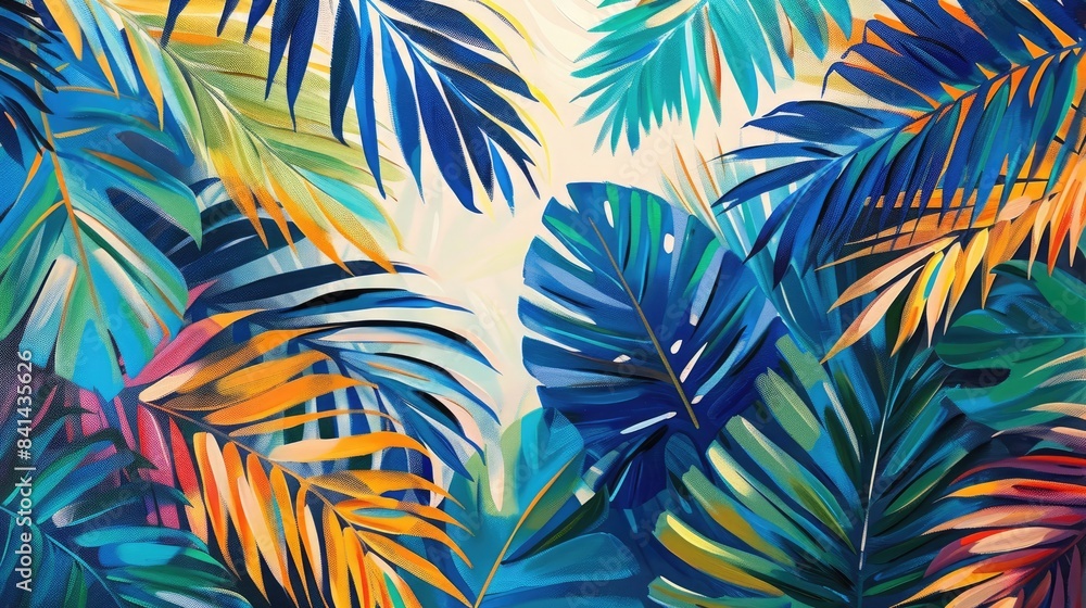 Tropical palm leaves background. Generative AI Tropical palm leaves background. Generative AI