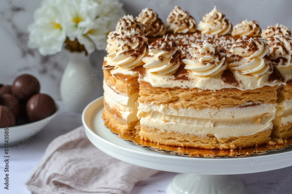 Fruity Biscuit cake cream. Pastry baked. Generate Ai Fruity Biscuit cake cream. Pastry baked. Generate Ai