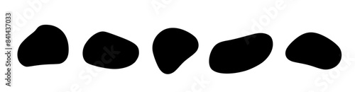 Organic black drops of irregular shape. Set of vector abstract shapes, simple shapes.
