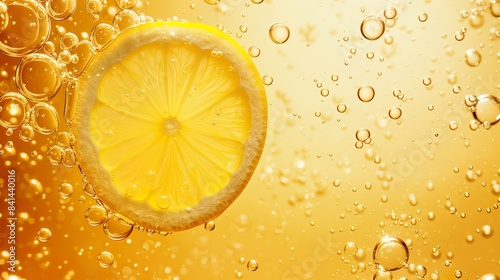 Sharp Close-Up of Fresh Lemon Slices, Vibrant Yellow Background, High-Resolution Culinary Photography