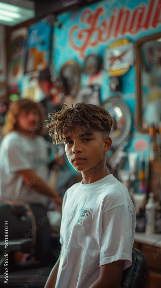 Obraz premium Boy Haircuts in barbershop