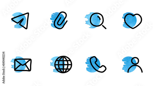 Website icon set in a hand-drawn style
