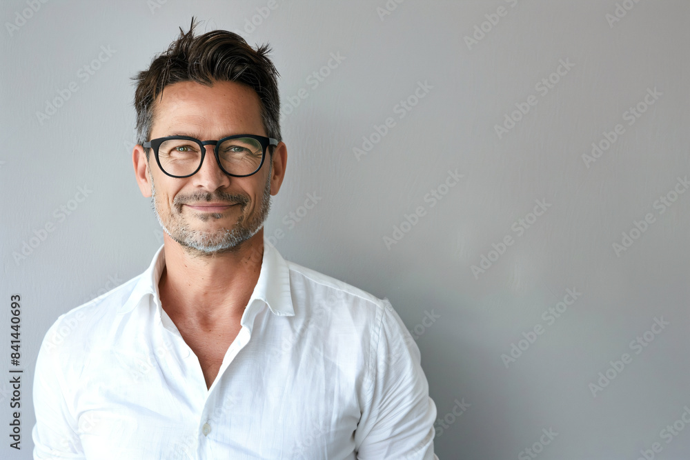 a man with glasses and a white shirt a man with glasses and a white shirt