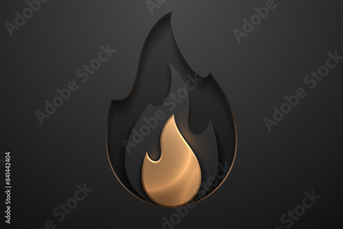 Black and gold fire logo template