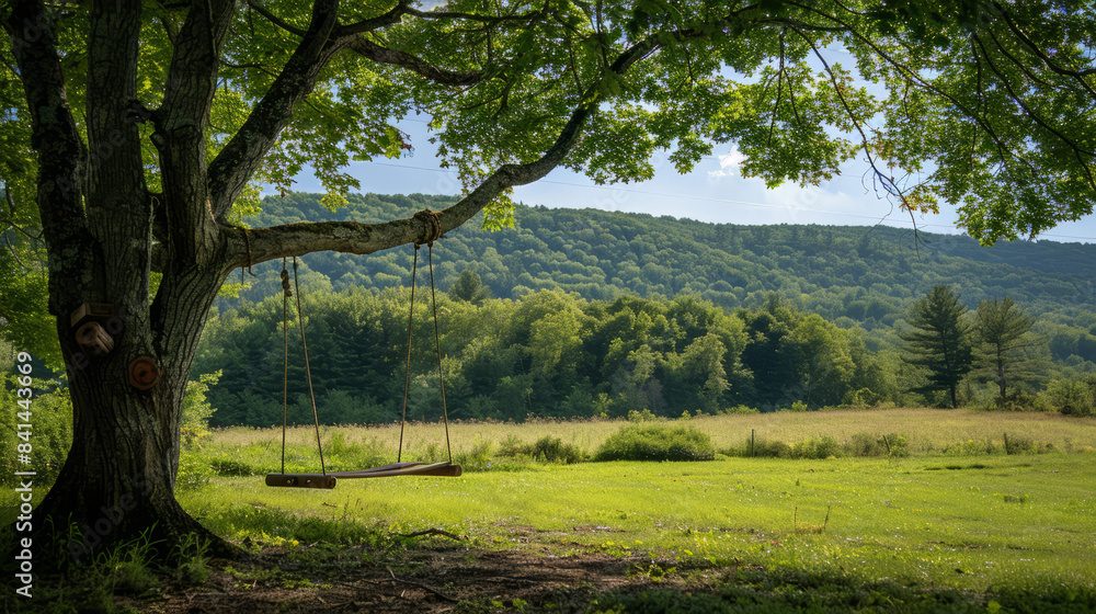 Serene tree swing in the Catskills, New York countryside Serene tree swing in the Catskills, New York countryside