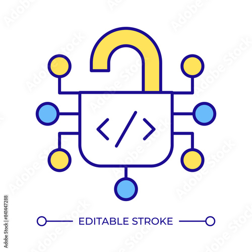 Open source license RGB color icon. Access control. Shareware management, freeware distribution. Intellectual property. Isolated vector illustration. Simple filled line drawing. Editable stroke