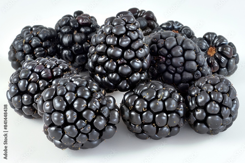 Fresh blackberries, healthy and organic, perfect for snacking, vibrant colors, high resolution macro shot Fresh blackberries, healthy and organic, perfect for snacking, vibrant colors, high resolution macro shot