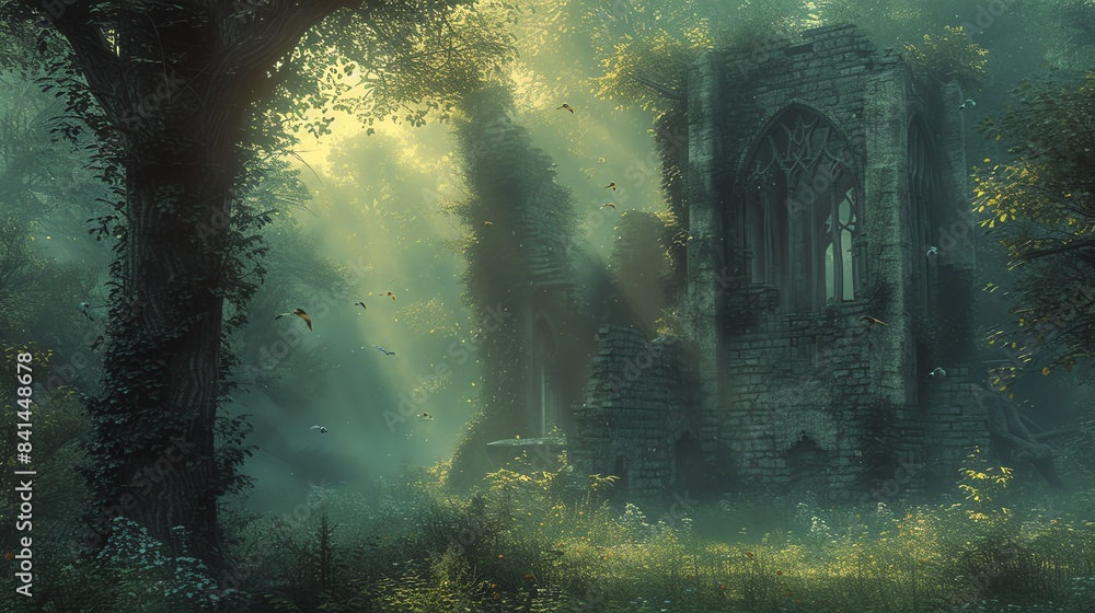 Fototapeta premium magical forest in the soft light of twilight