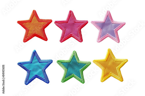 Colorful star shapes in a variety of vibrant colors. Perfect for decorations, crafts, or educational projects.
